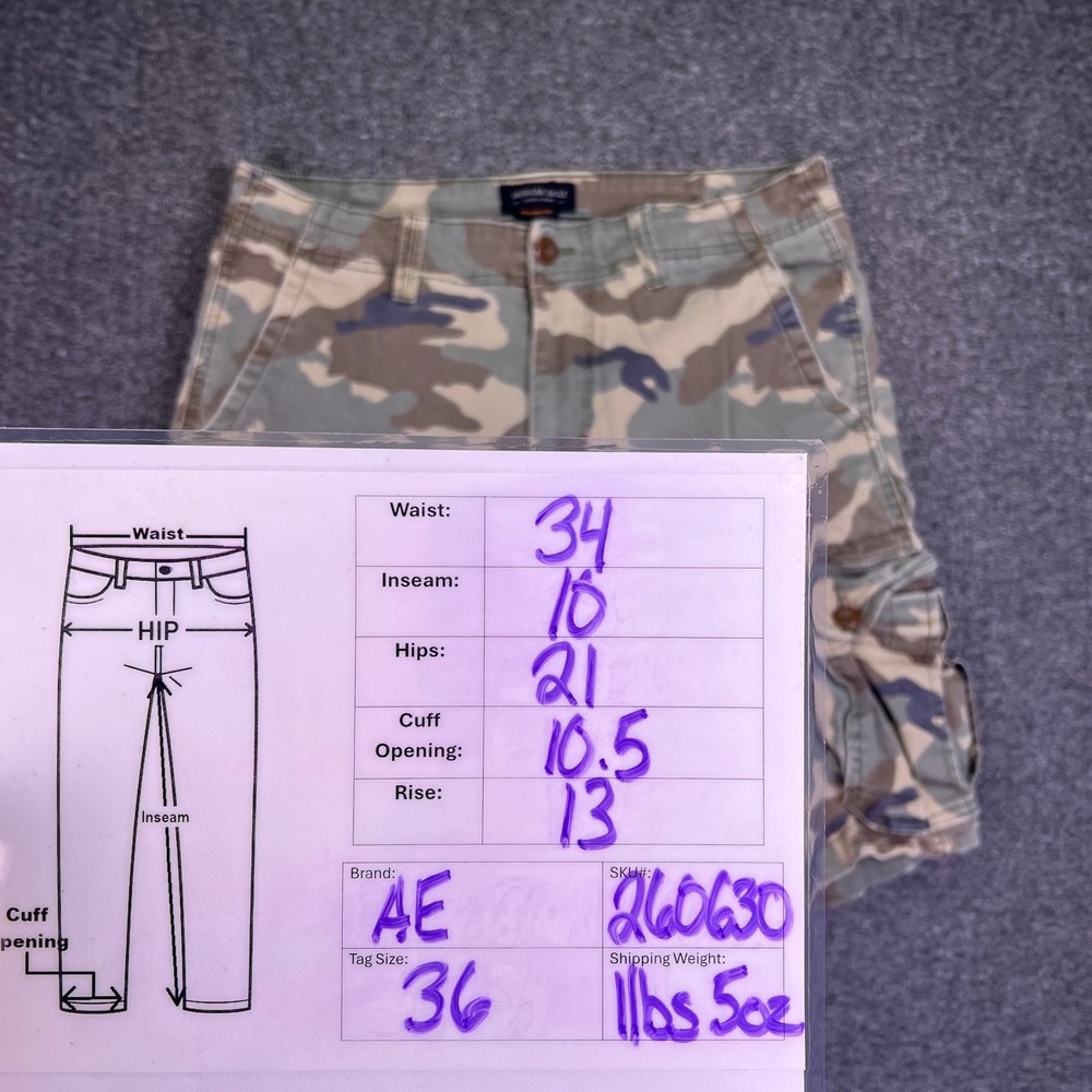 American Eagle Cargo Shorts Mens 36 Camo Classic Outdoor Flex Utility Fits34x10 - Picture 3 of 10